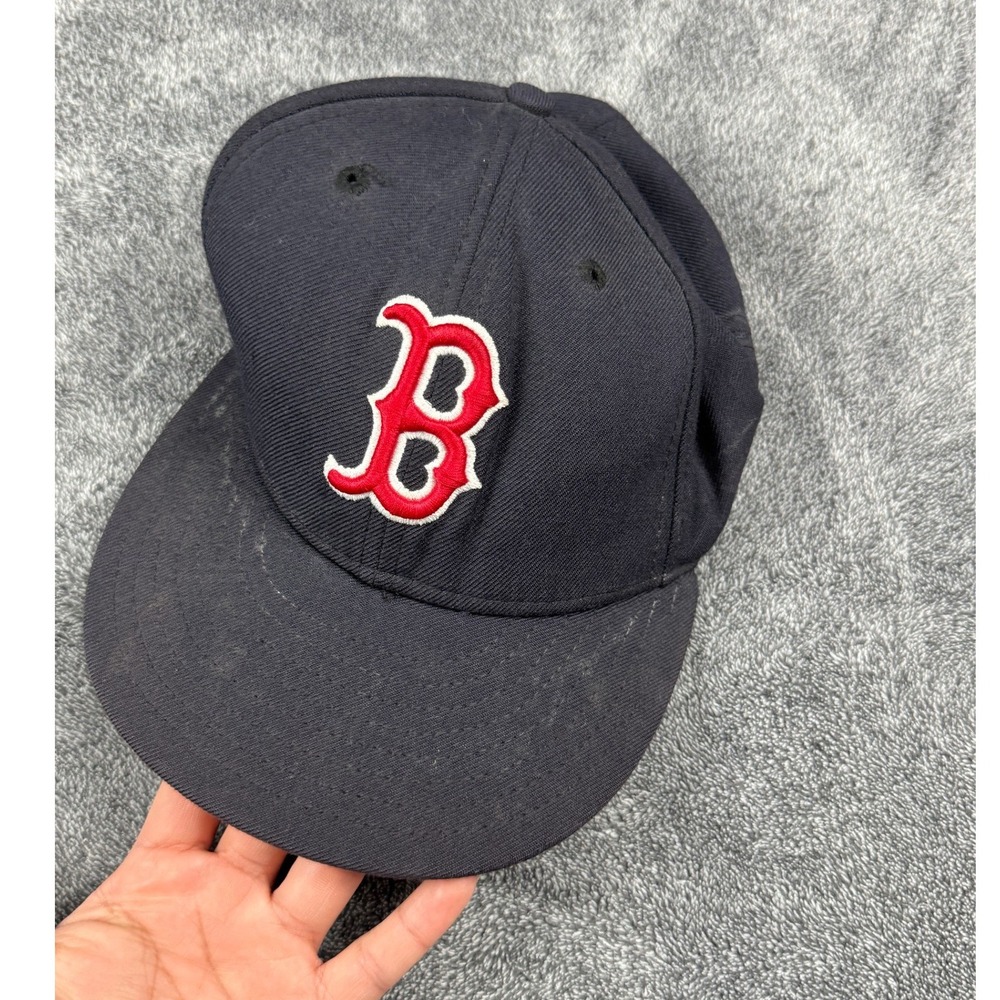 New Era 59FIFTY Boston Red Sox‎ Fitted Hat Navy Blue MLB Baseball Cap Size 6 3/4 - Picture 2 of 8